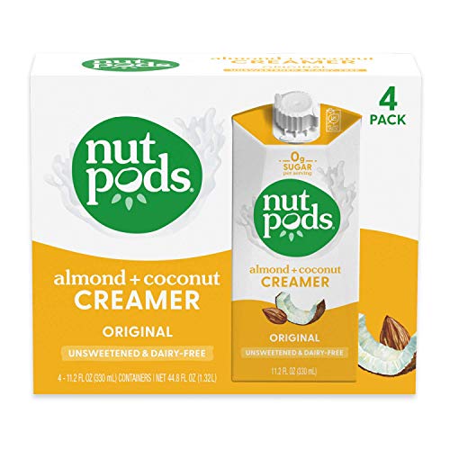 nutpods Original Coffee Creamer - Unsweetened Non Dairy Creamer Made from Almonds and Coconuts - Keto Creamer, Whole30, Gluten Free, Non-GMO, Vegan, Sugar Free, Kosher (4-Pack)