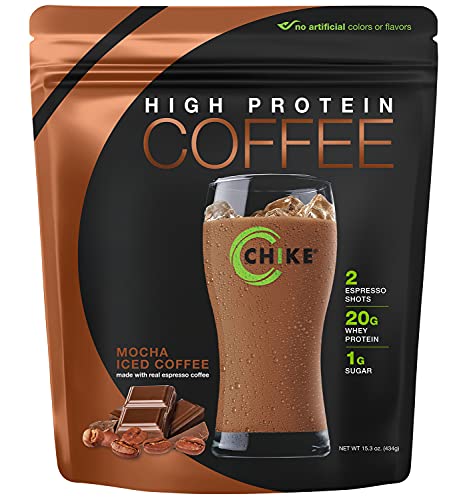 Chike Mocha High Protein Iced Coffee , 20 G Protein, 2 Shots Espresso, 1 G Sugar, Keto Friendly and Gluten Free, 14 Servings (15.3 Ounce)