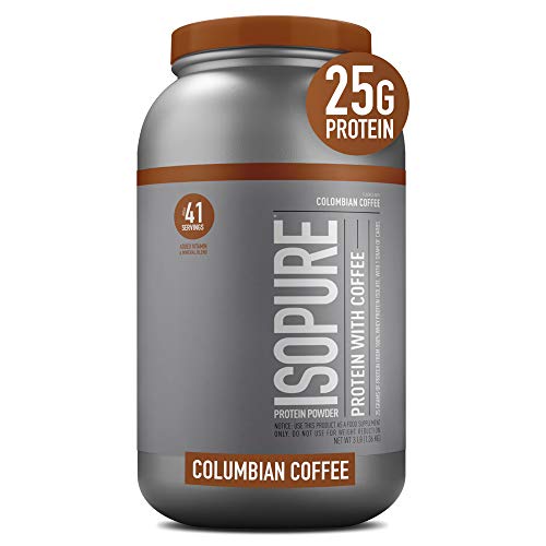 Isopure Protein Powder, With Coffee, Low Carb Whey Isolate with Vitamin C & Zinc for Immune Support, 25g Protein, Keto Friendly, Columbian Coffee, 41 Servings, 3 Pounds (Packaging May Vary)